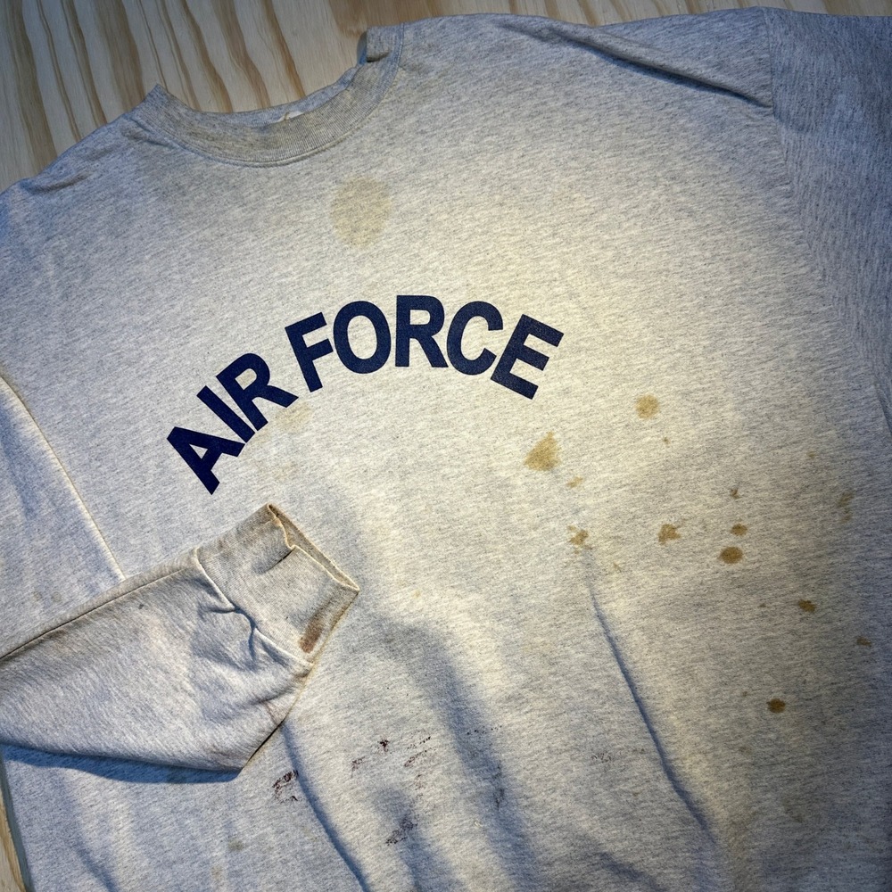 US Air Force Mens XL Heather Gray Distressed Military Graphic Sweatshirt